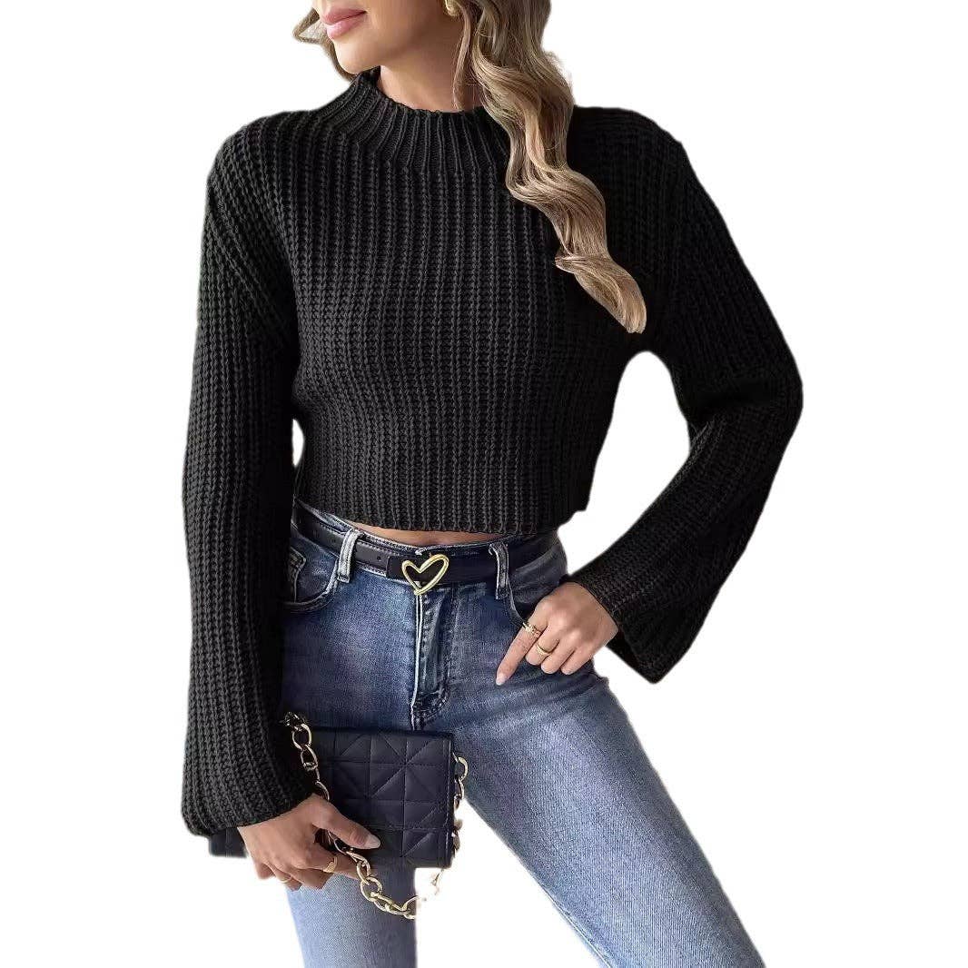 safistyle - Wholesale Knit Sweater - Women's - Women’s Flared Sleeve Half-High Neck Sweater7