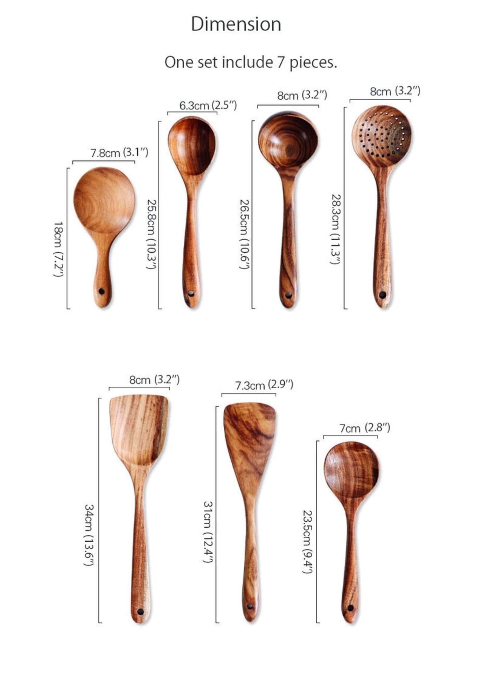 Homerely (We Cover All Import Duties) - Vente Assortiment d'ustensiles de cuisine - Ensemble d'ustensiles en bois traditionnel 7 pièces4