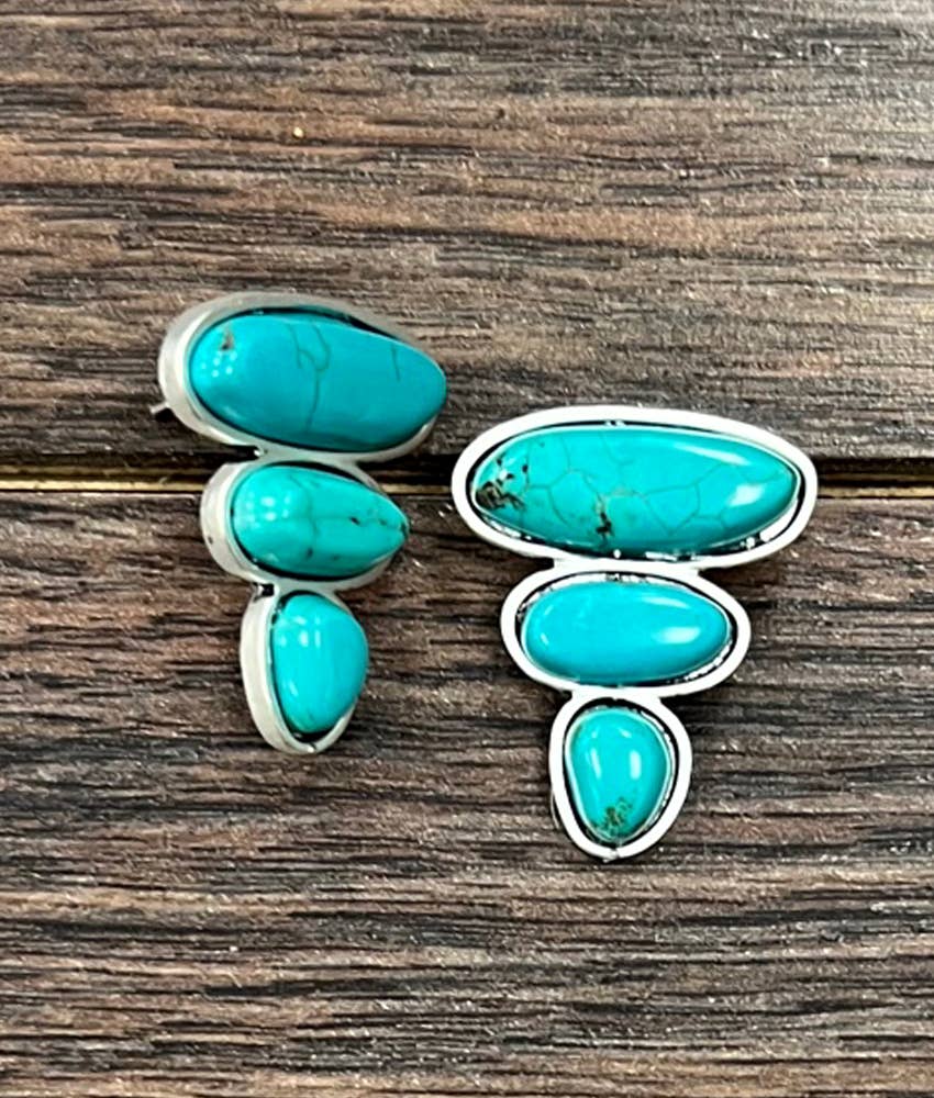 ISAC Trading Inc - Wholesale Stud/Post Earrings - 725267, Turquoise Stud Earrings