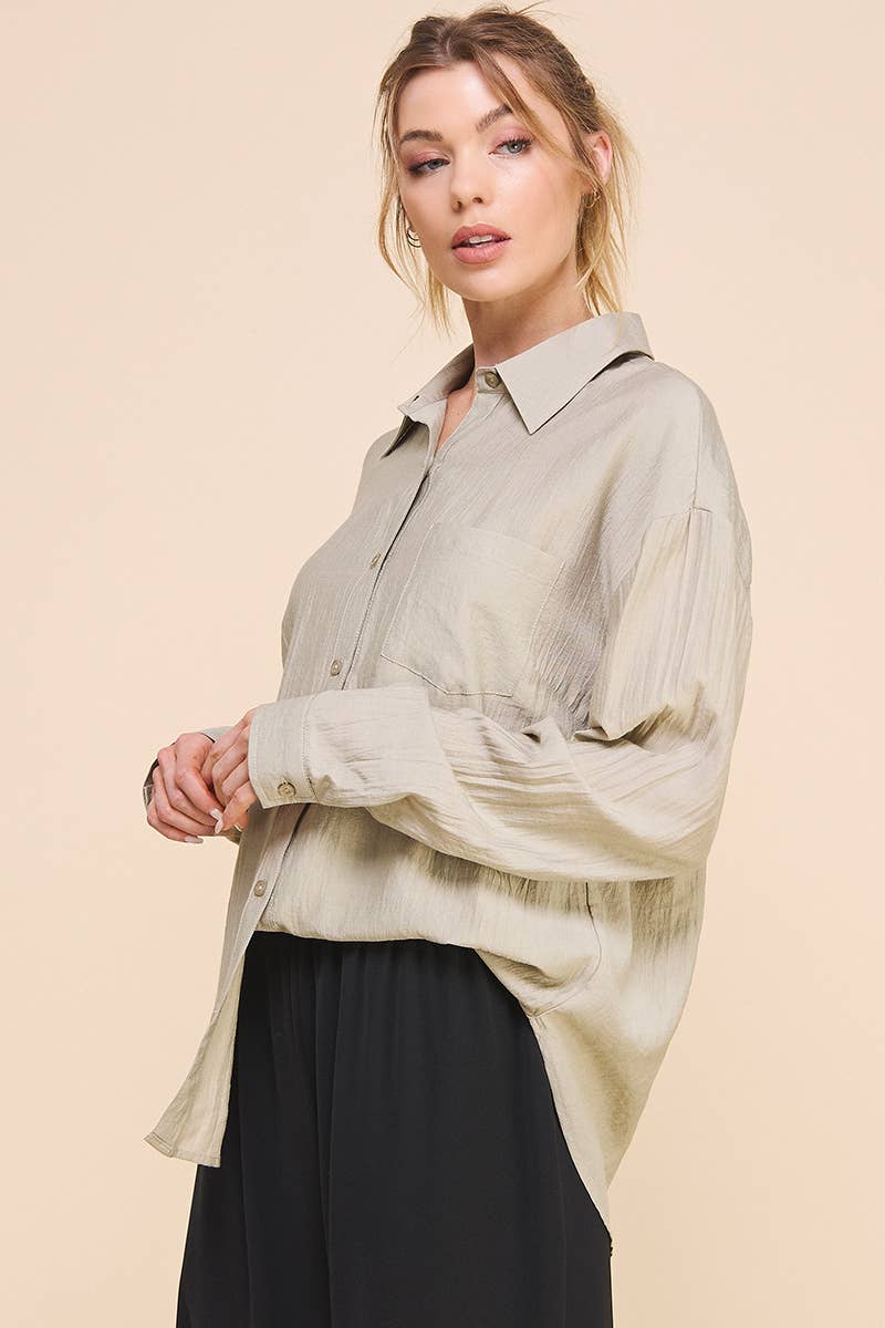 Allie Rose - Wholesale Button Down Shirt - Women's - Easy Textured Button Front Shirt5