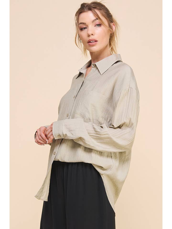 Allie Rose - Wholesale Button Down Shirt - Women's - Easy Textured Button Front Shirt5
