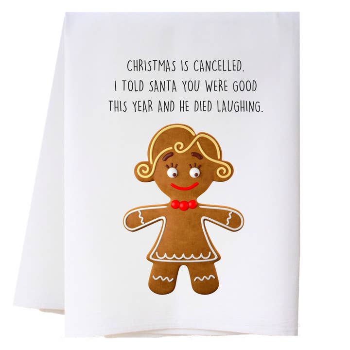 Torchon de cuisine "Noël est annulé" pour la vente par Cora & Pate