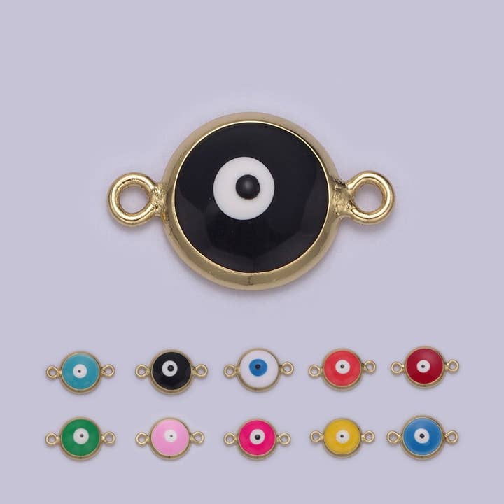 Mini Evil Eye Connector, Gold Filled Evil Eye Jewelry, Lucky Eye Jewelry, Evil Eye Charms, Evil Eye Jewelry, Good Luck Charms Y-434 - Y-443 for wholesale by Aim Eternal