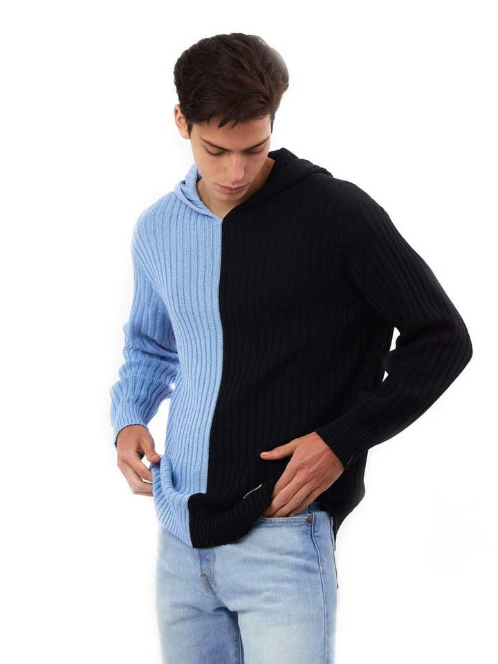 Two-Toned Ribbed Hoodie for wholesale by Reuben Oliver