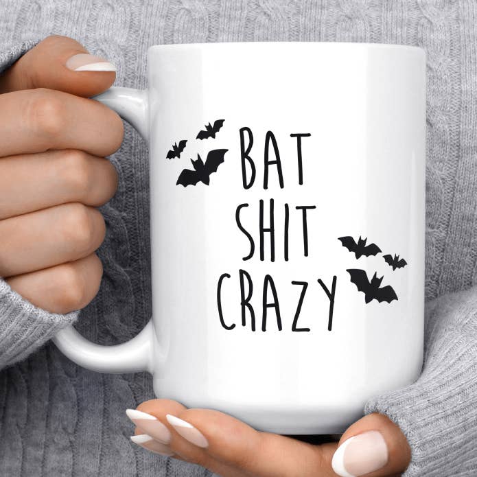 Bat Shit Crazy Halloween Mug for wholesale by Melody Press Co.