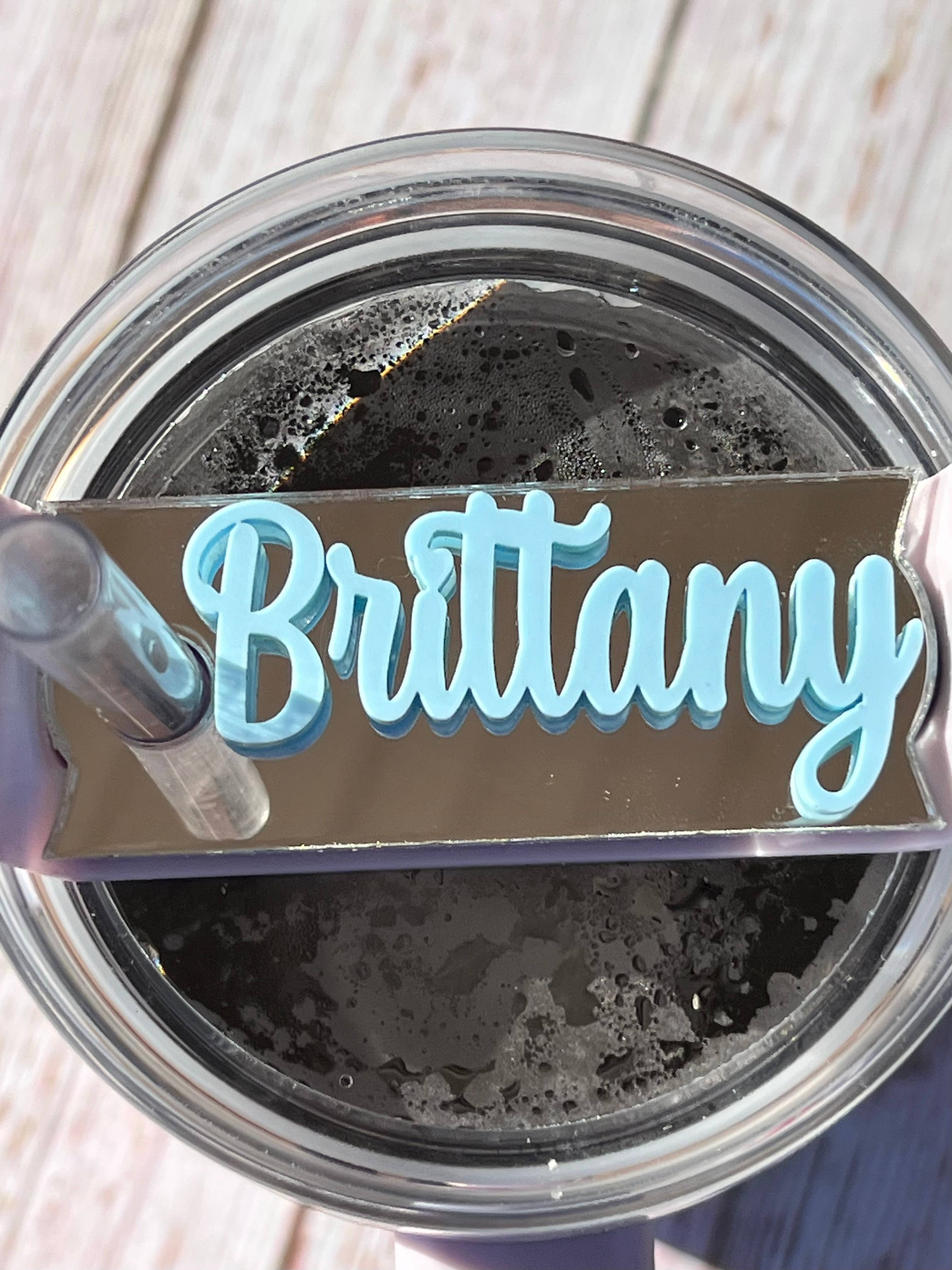 Custom Tumbler Name Tag 30 or 40 Oz Glitter Name Topper Personalized Tumbler  Decoration Acrylic Name Plate 