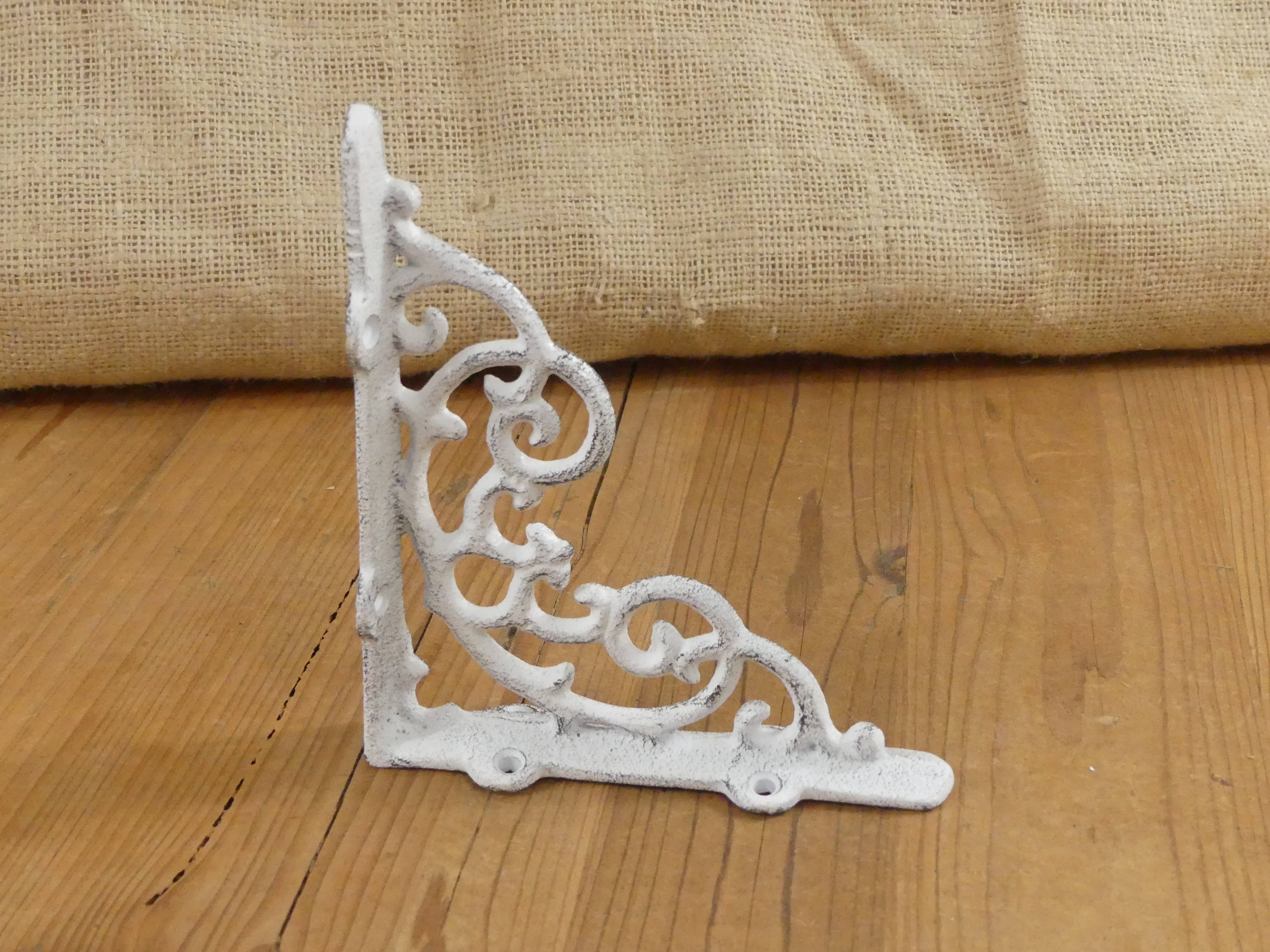 Midwest Craft House - Wholesale Wall Mounted Shelf - CAST IRON DISTRESSED WHITE SHELF BRACKET, 6 1/4" X 5 1/4"2
