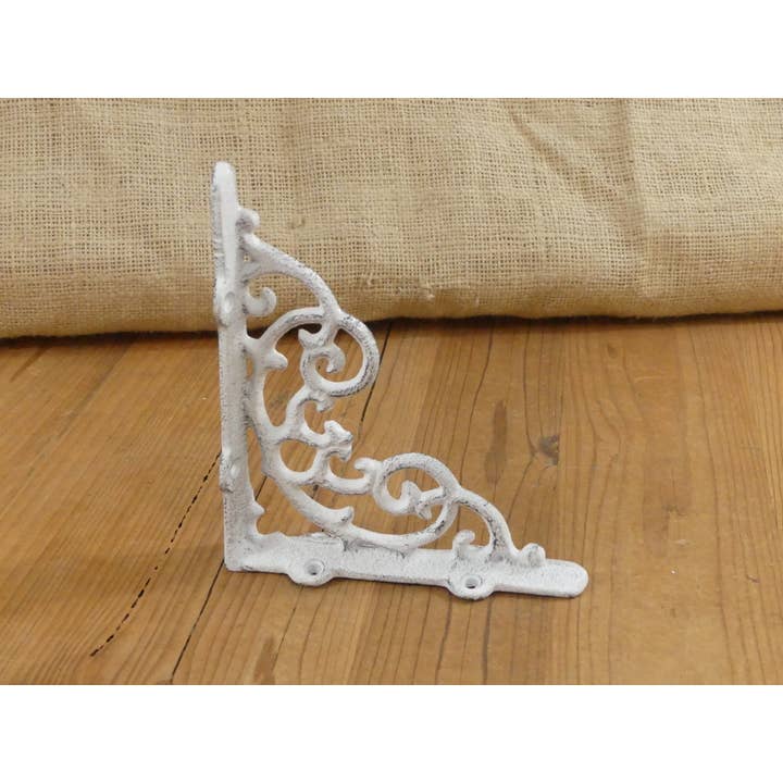 Midwest Craft House - Wholesale Wall Mounted Shelf - CAST IRON DISTRESSED WHITE SHELF BRACKET, 6 1/4" X 5 1/4"2