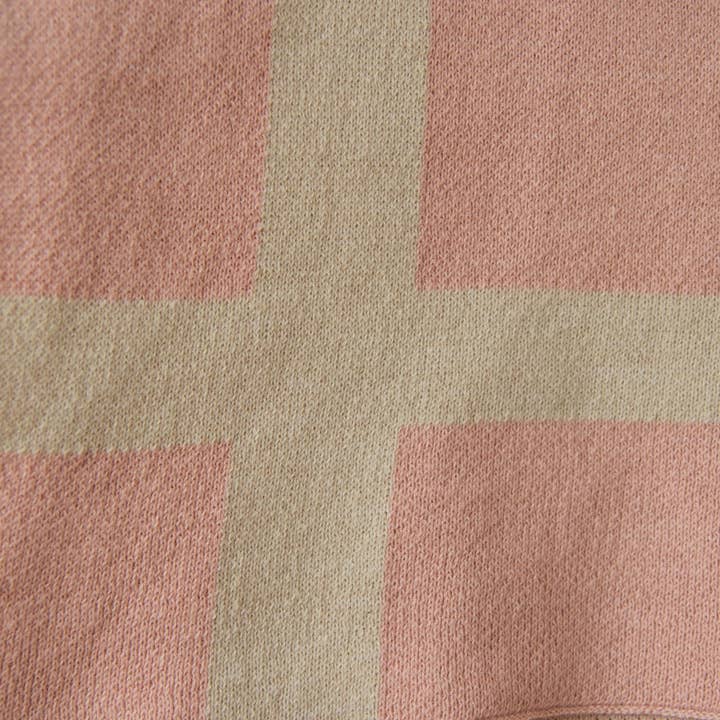 Dusty Blush Luxurious Jouri Equestrian Stripe Cotton Knit Throw Blanket for wholesale on Faire