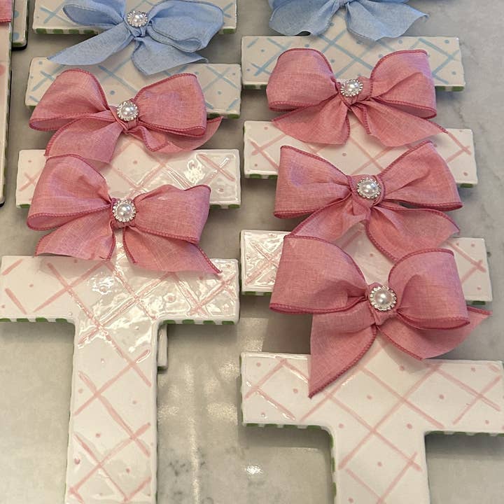 Kricket Lane Designs - Wholesale Wall Cross - Pink Ceramic Cross1