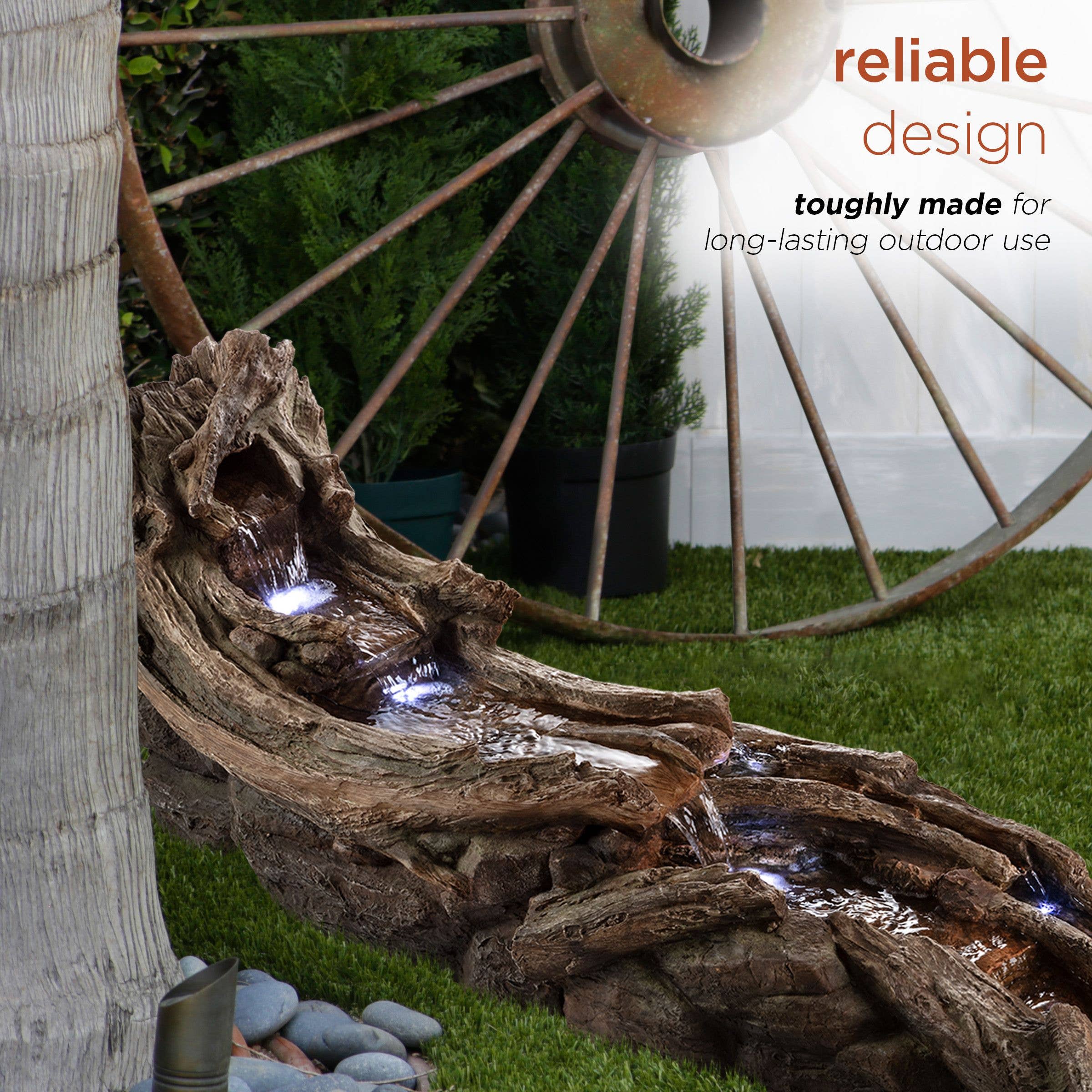 Alpine Corporation - Wholesale Outdoor Ornament/Decor - Alpine Corporation Tiered Wood River Stream Fountain with Wh5