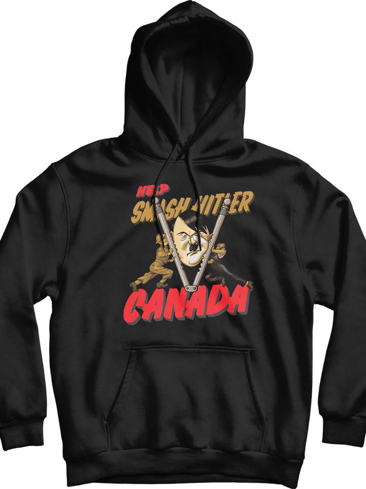 Felpa con cappuccio Help Smash Hitler World War 2 per la vendita all'ingrosso da parte di Canada for Victory