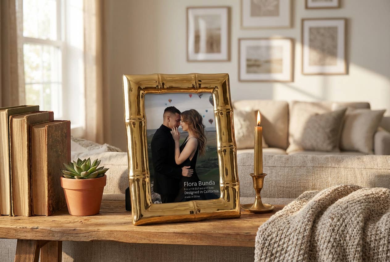 Flora Bunda Inc - Wholesale Picture Frame - Gold Bamboo-Style Ceramic Picture Frame2