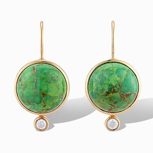 Tini Mini Drop øreringe i grøn Mohave turkis for engroshandel hos Laura Foote Designs