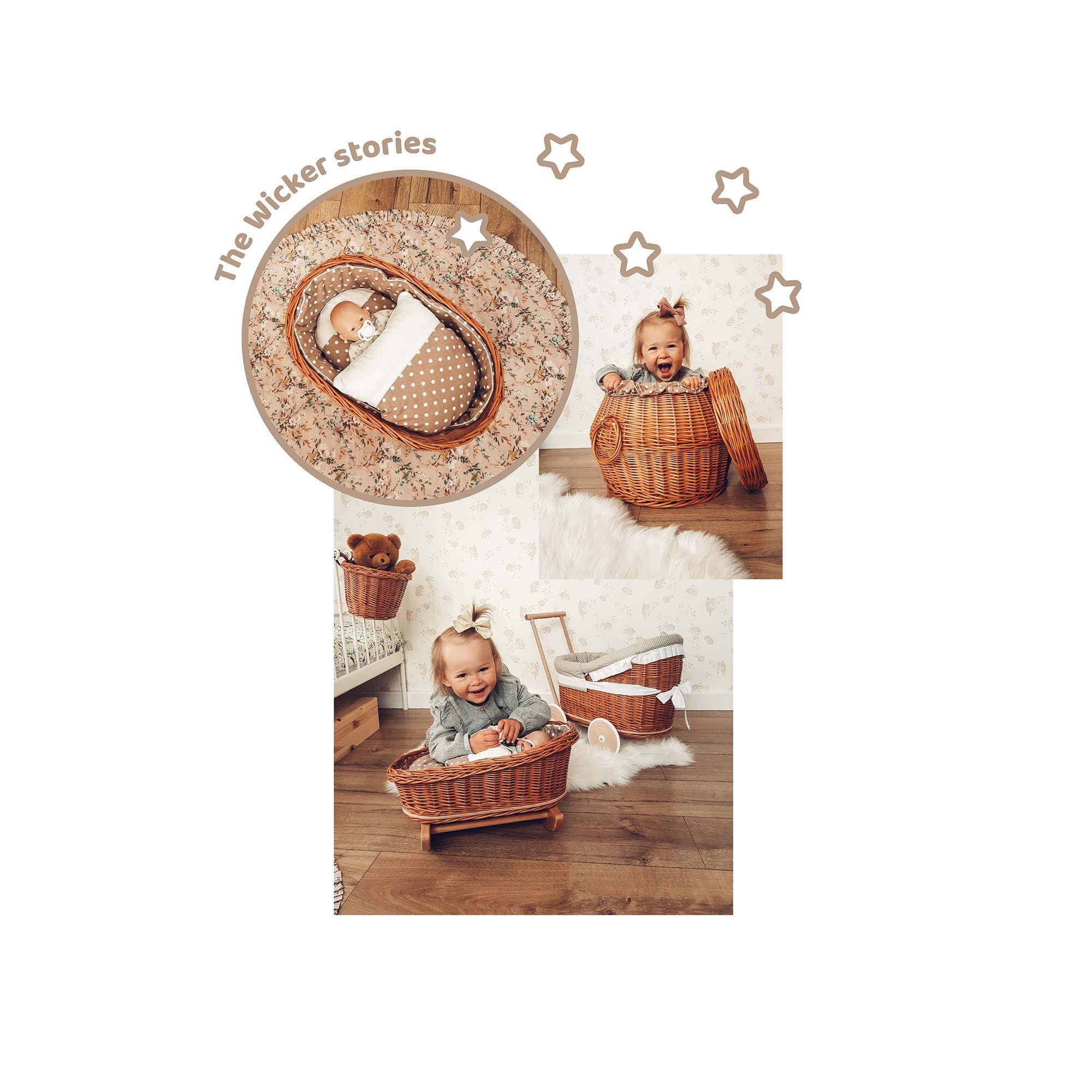 The Wicker Stories - Wholesale Doll Accessory Kit - Kids - Swing Bed For Doll, Wicker Doll Cradle9