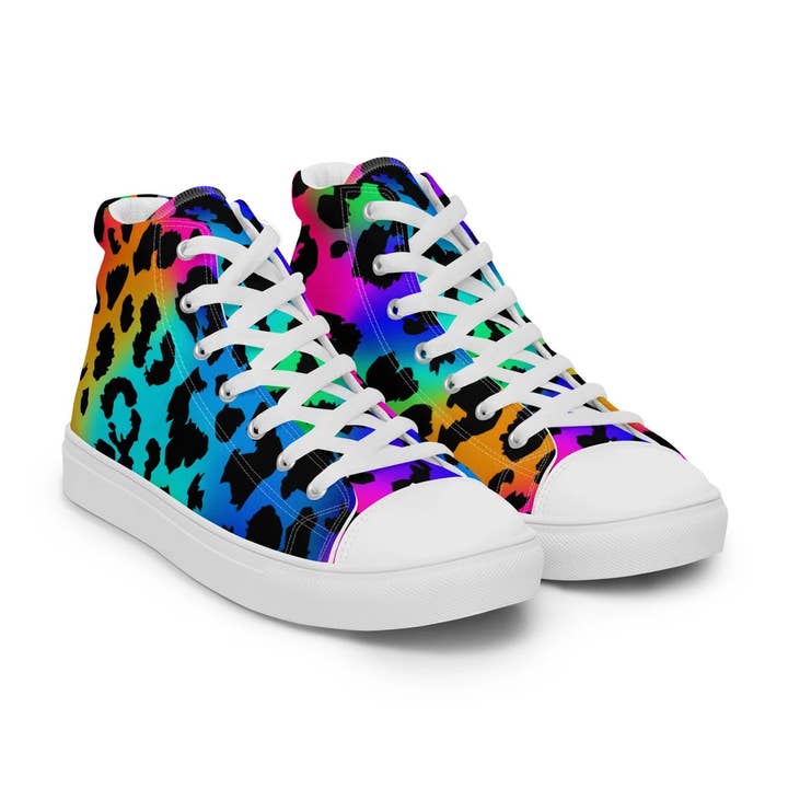 Rainbow Cheetah High Top Shoes for wholesale by FreshPrintzDesign