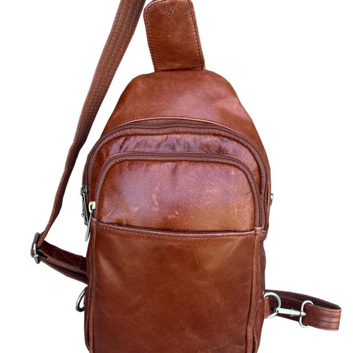 Roma Leathers, Inc. - Vente Sac à bandoulière – unisexe - Sac bandoulière en cuir de vachette huilé.