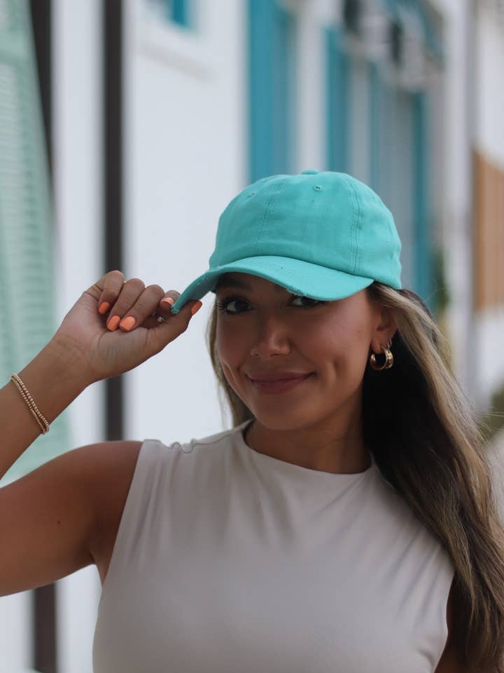 Distressed Turquoise Hat for wholesale by GRACE+EMMA by Southern Grace