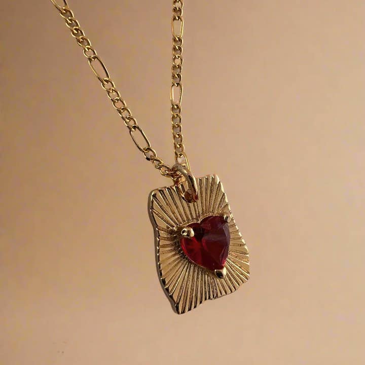 Gold Lunar - Wholesale Pendant/Charm Necklace - Radiant Heart Pendant Necklace