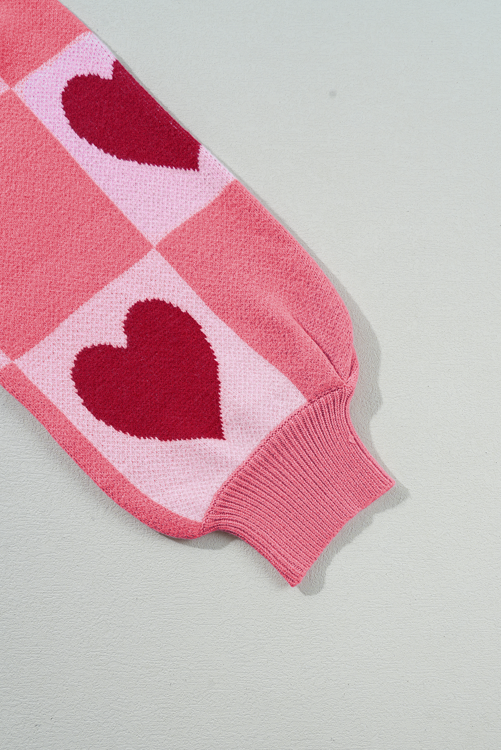 Pink 66 Love Heart Checkered Valentine Plus Size Sweater (S-4X) for wholesale on Faire5
