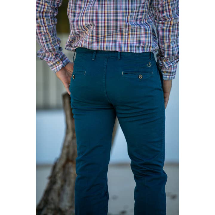 Petroleum Elastic Chino Pants | Jesulín and other Purchase Wholesale acqua jesi. Free Returns & Net 60 Terms on Faire trending on Faire.