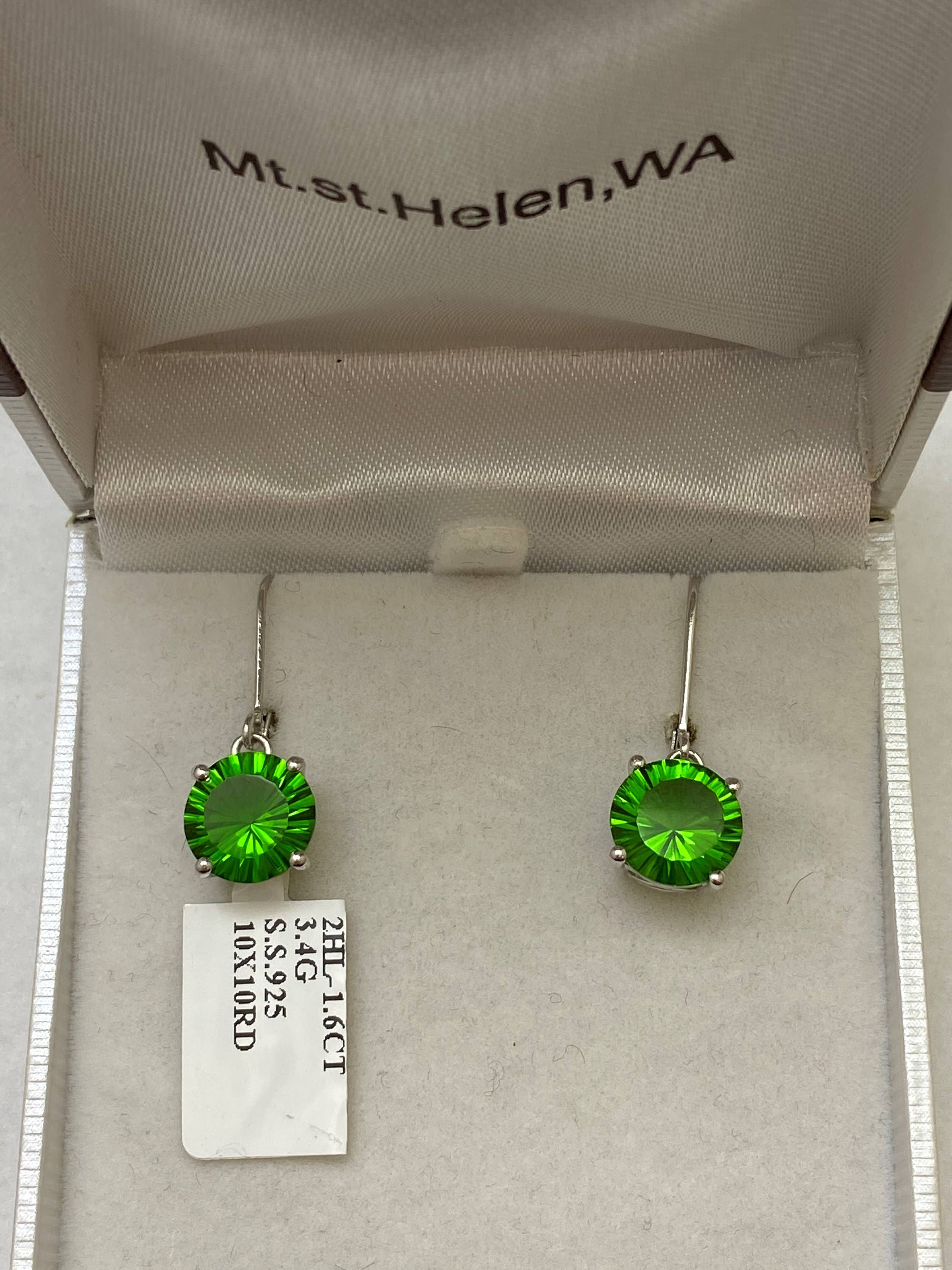 Twan Kee Jewelry - Venta al por mayor Pendientes colgantes - Pendientes colgantes de helenita verde Mt St Helens E81010L5