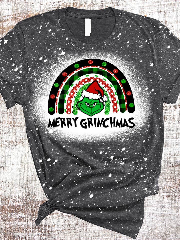Merry Grinchmas Rainbow Christmas Grinch Bleached Tee and other Purchase wholesale grinch tshirt. Free returns & net 60 terms on Faire trending on Faire.