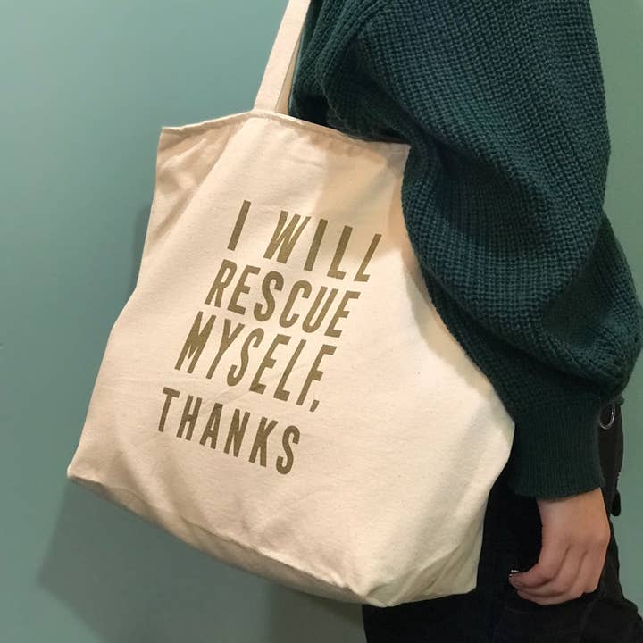 Tote Bag - I Will Rescue Myself, Thanks for wholesale by Ugly Baby