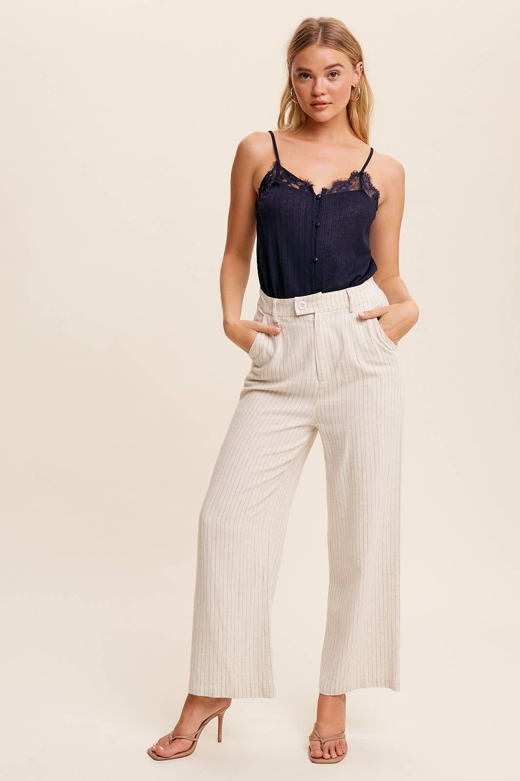 Listicle - Vente Caraco – femme - Caraco à boutons avec bordure en dentelle LT06518