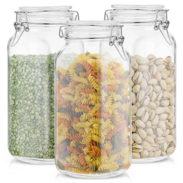 JoyJolt - Wholesale Food Storage Container - Glass Food Storage Jar with Airtight Clamp Lids - Set of 35