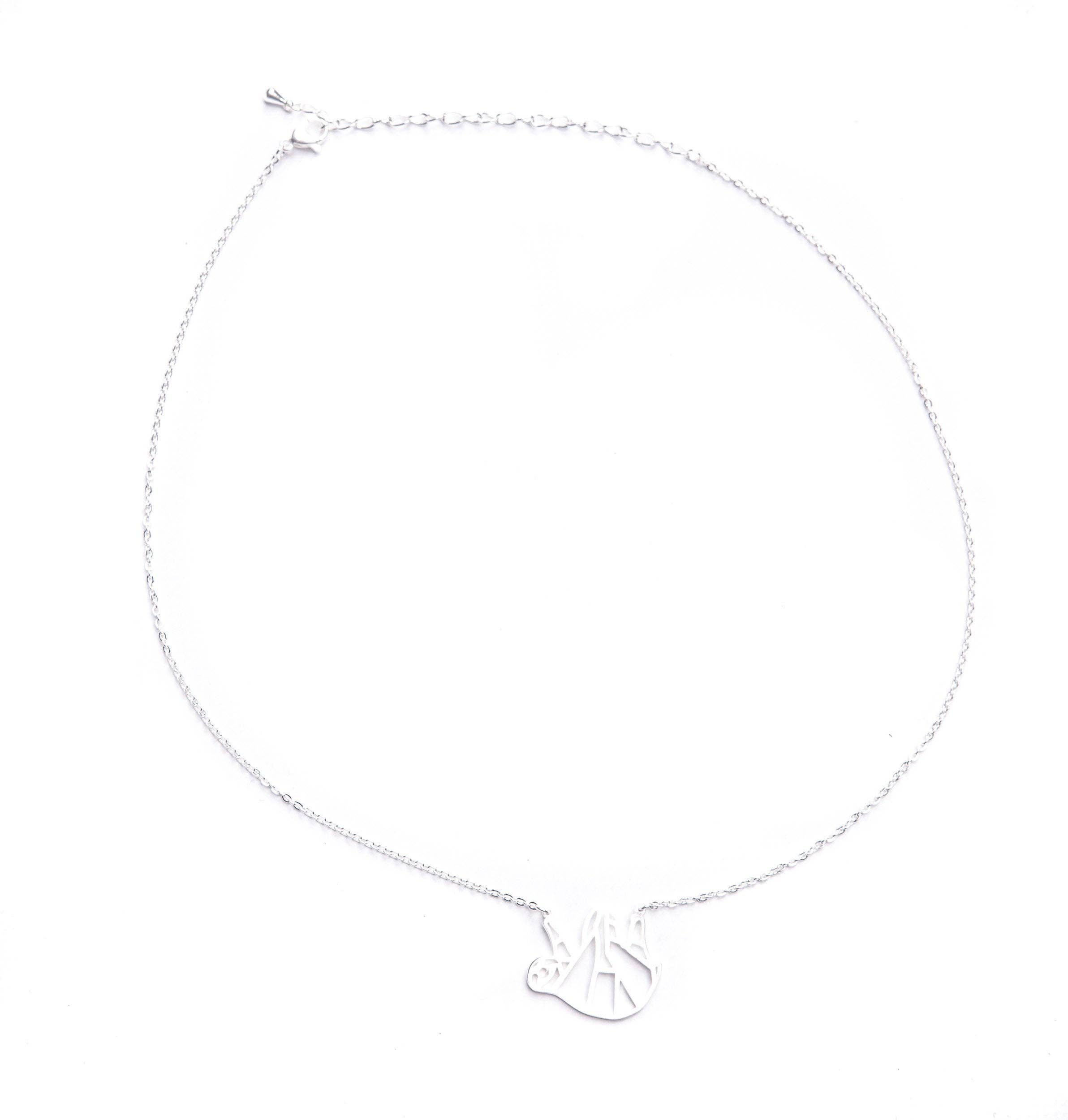 La Menagerie - Wholesale Halskettinghanger - Luiaard zilveren origami ketting9