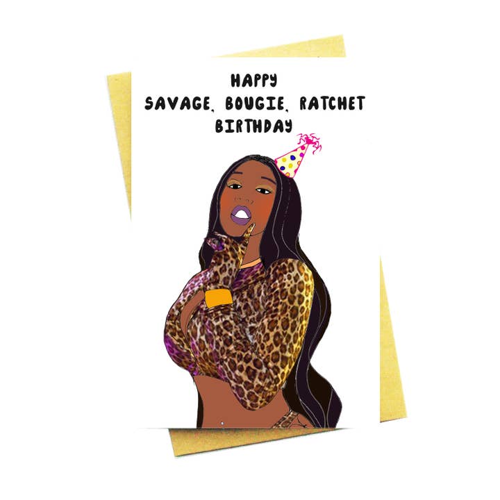 Happy Savage, Bougie, Ratchet Birthday for wholesale by Nocturnal Paper