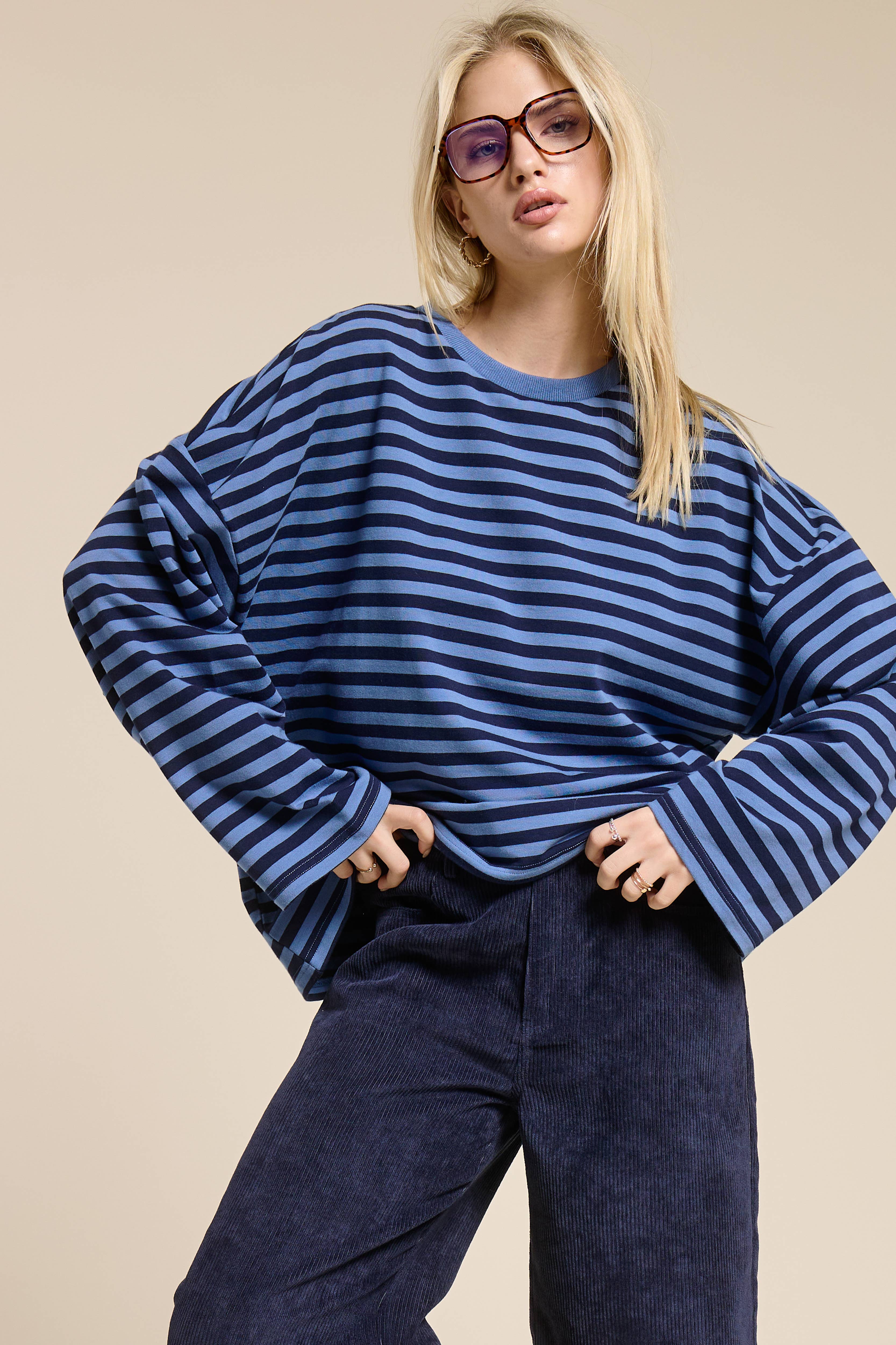 Mimosa - Wholesale Knit Top - Women's - Striped Terry Oversized Long Sleeve Top18