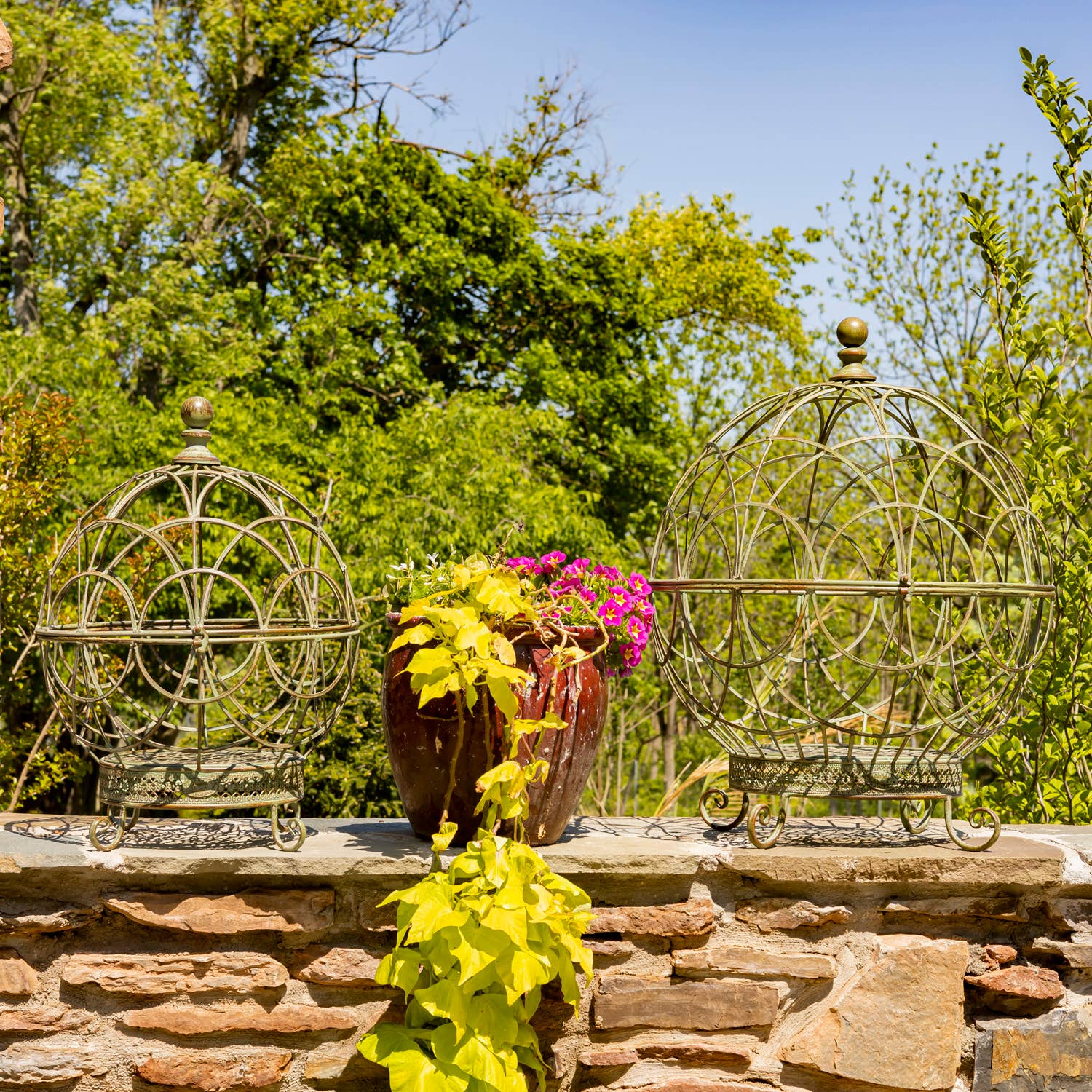 Zaer Ltd. International - Wholesale Plant Pot Stand - Iron Globe Plant Stands- 2 Sizes- 3 Color Options1