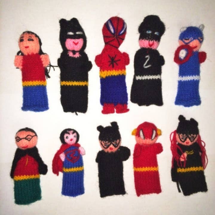 Alpaca Figures - Hand-Knitted Finger Puppets (Assorted variety pack FP1) for wholesale by My Comfy Apparel