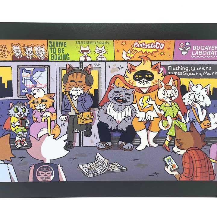 Subway Cats Print | Brooklyn Superhero Supply Co. for wholesale by Brooklyn Superhero Supply Co.