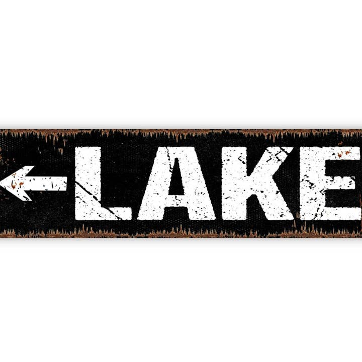 Black Hills Wildwoods - Wholesale Sign - Lake With Arrow Sign - This Way To The Lake Boat Dock Cabin