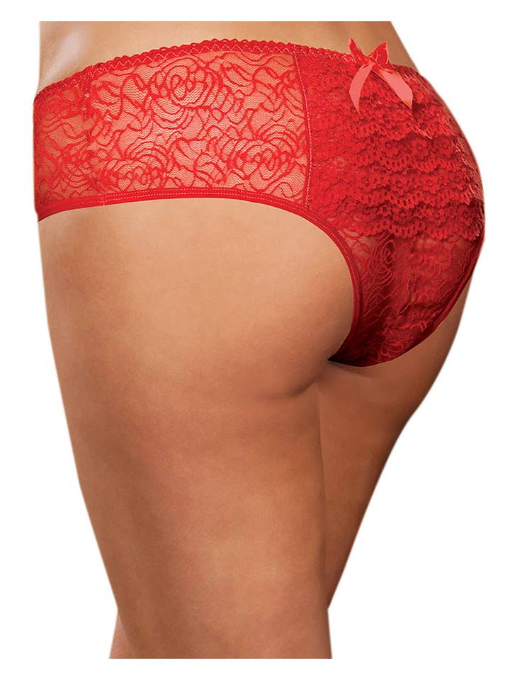 Dreamgirl International - Wholesale Underwear - Women's - Plus Size Ruffle Back Crotchless Panty