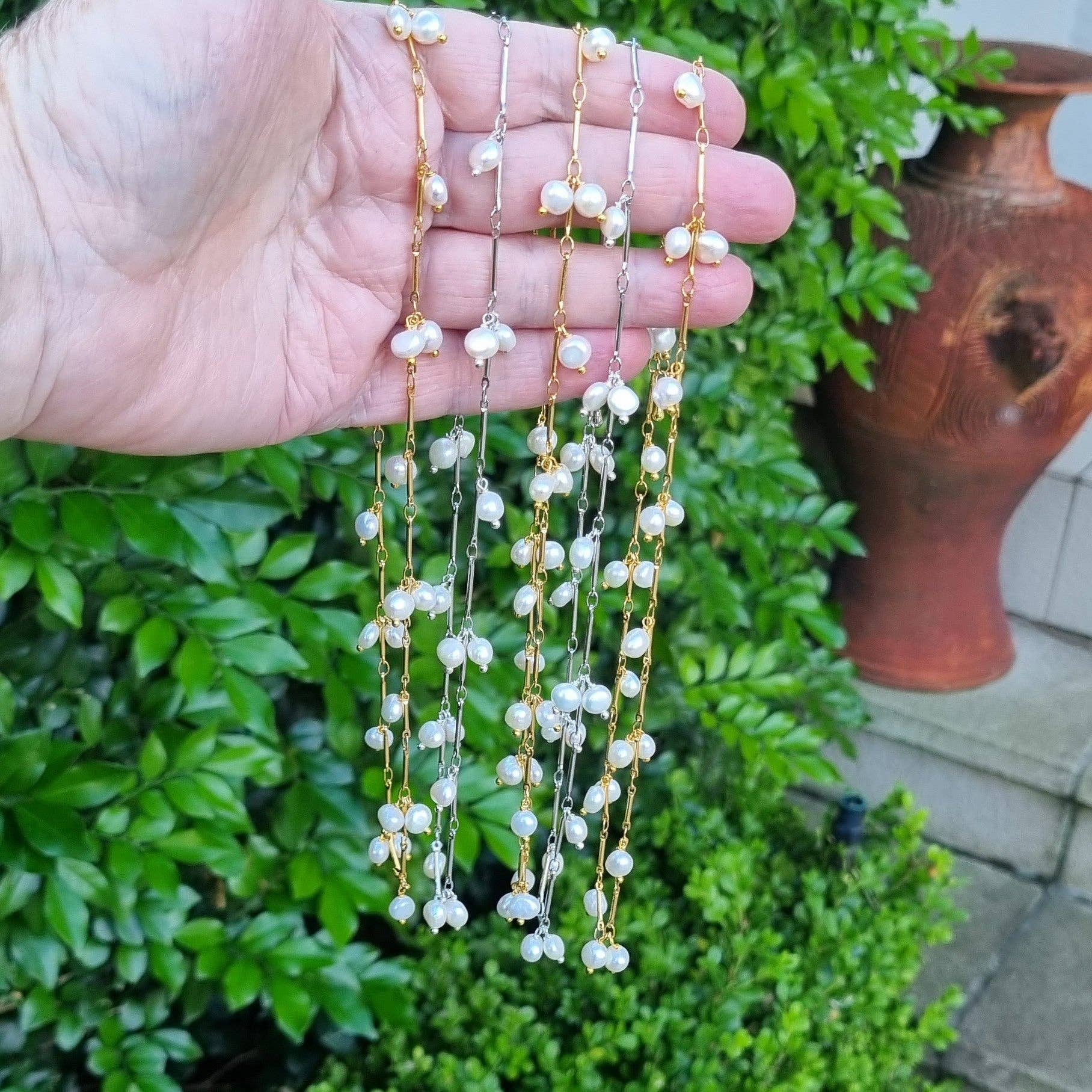 PearlGem Designs - Wholesale Choker/collar - Pearl Choker Freshwater Pearl Gold or Silver Necklace2