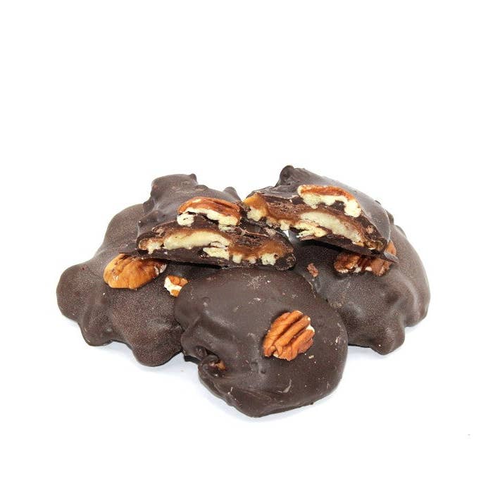 Sinful Sweets Chocolate Company - Wholesale Chocolate-covered sweets - Dark Chocolate Caramel Pecan Cluster