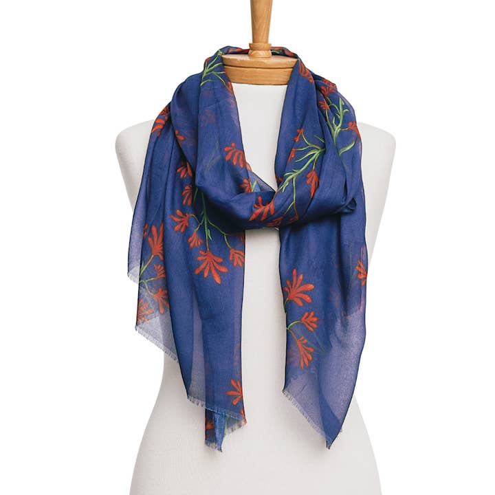 AGCS1018: Navy: Sciarpa con zampe di canguro per la vendita all'ingrosso da parte di Taylor Hill Scarves & Co