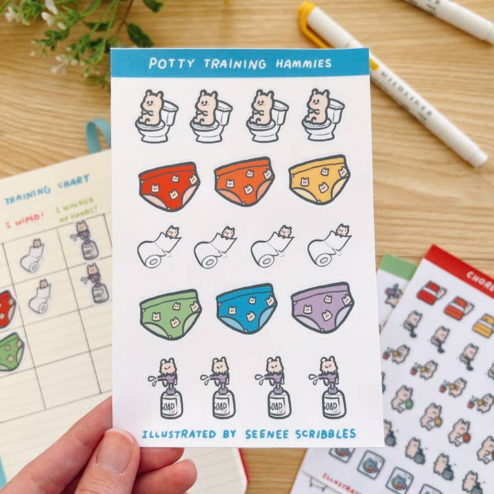Foglio di adesivi per l'addestramento al vasino dei criceti per la vendita all'ingrosso da parte di Seenee Scribbles