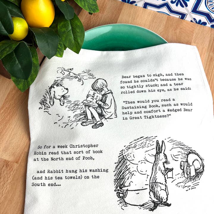 Flour Sack Tea Towels, Pooh in Tight Place for wholesale by Chavah's Garden – Chavah's Garden
