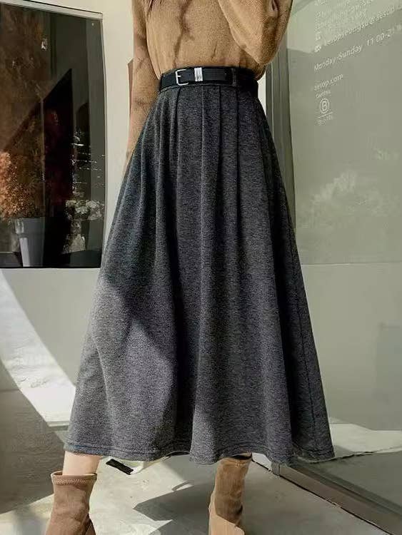 Marayn – wholesale Skirt – Women’s – Chic Korean Knit Midi Skirt HighWaisted Slimming ALine8