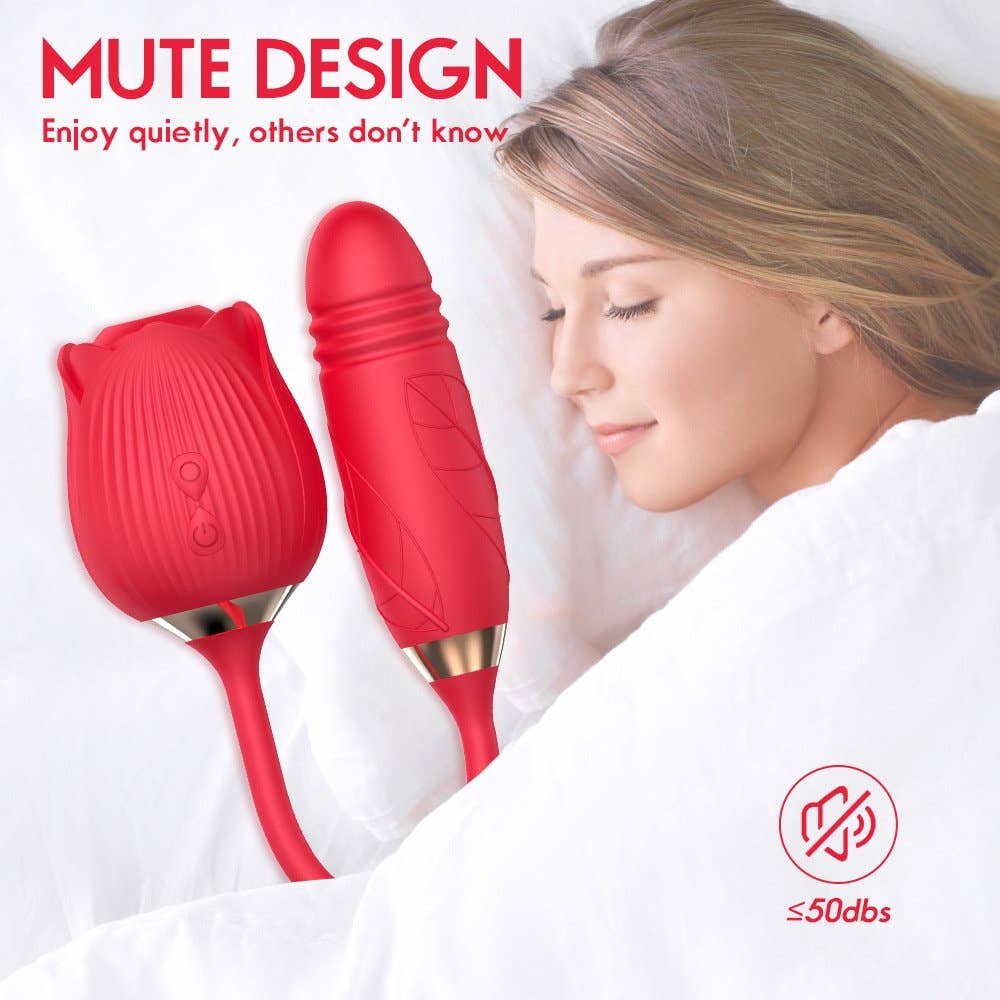 Playful Toy Wholesale - Wholesale Sex Toy - 10 Function Rose Vibrator with Thrusting Bullet5