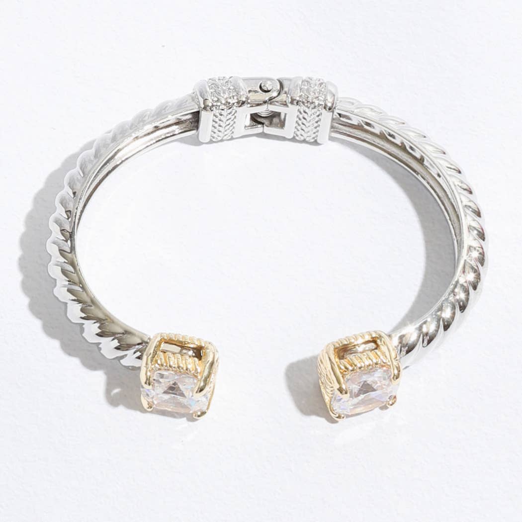 Fashion City - Wholesale Cuff Bracelet - Colored Square Rhinestone Edge Bangle Bracelet9