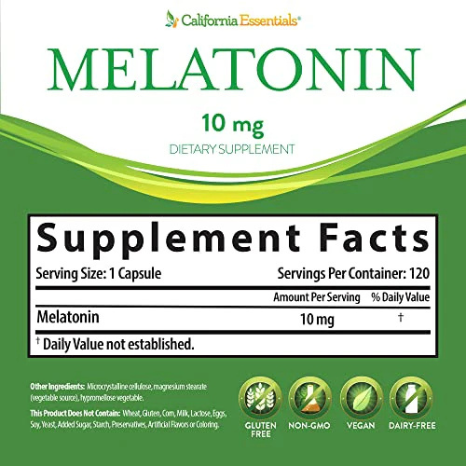 California Essentials - Wholesale Oral Supplement/Vitamin - Melatonin Natural Sleep Aid Supplement - 10mg Gluten Free10