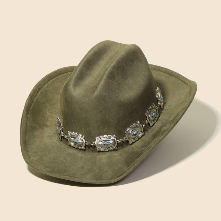 Anarchy Street – Chapéu de cowboy - Mulher por atacado – Chapéu de Cowboy com Disco de Corrente Concho1