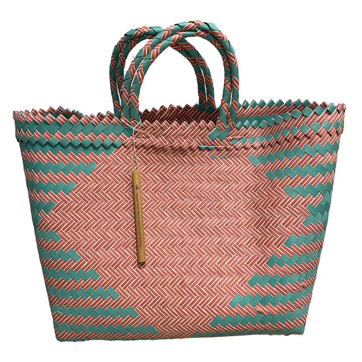 VIE - Wholesale Beach Bag - Recycled Plastic Woven Beach/Tote Bag, Large-Assorted Color