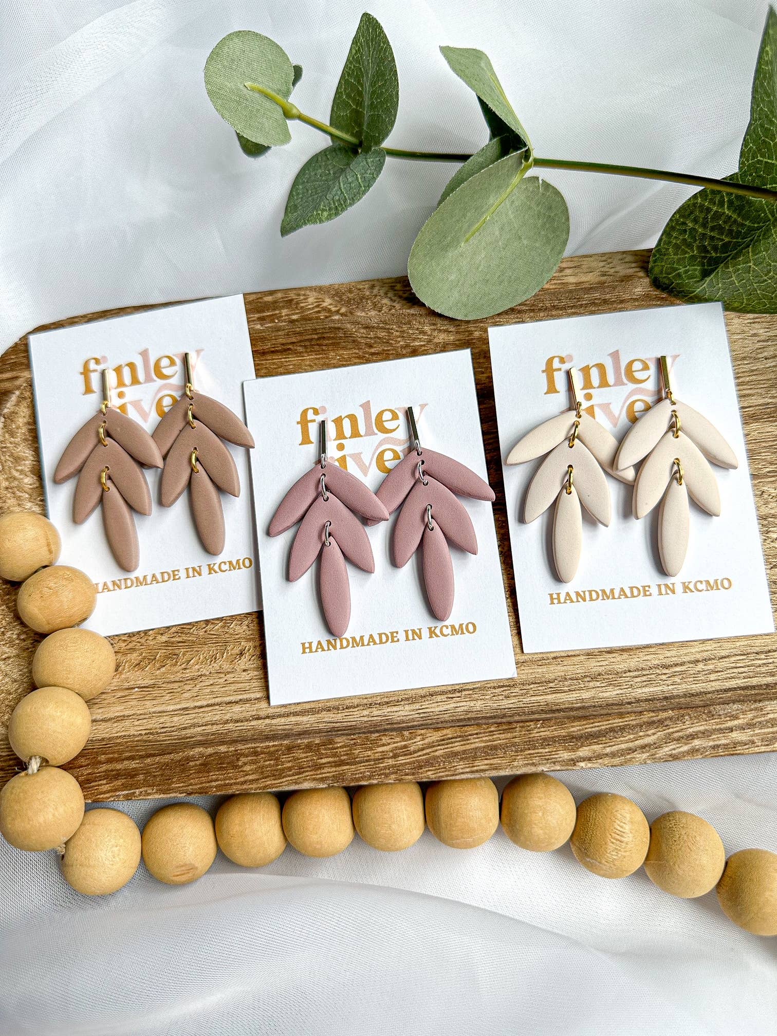 Finley River | Trendy Polymer Clay Earrings | Hypoallergenic - Wholesale Dangle Earrings - Miley | Mocha | Clay Earrings1